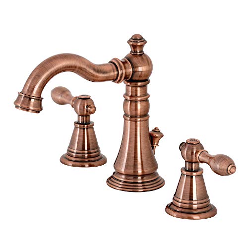 Fauceture FSC197ALAC English Classic Widespread Bathroom Faucet with Brass Pop-Up, Antique Copper