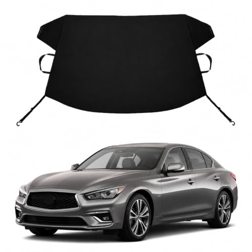 Image of Q50L Custom Windshield Cover for Ice and Snow in-fi-ni-ti Q50L Heavy Duty 600D Oxford Fabric Windshield Protector Fit Waterproof Frost Snow Cover Winter Car Accessories