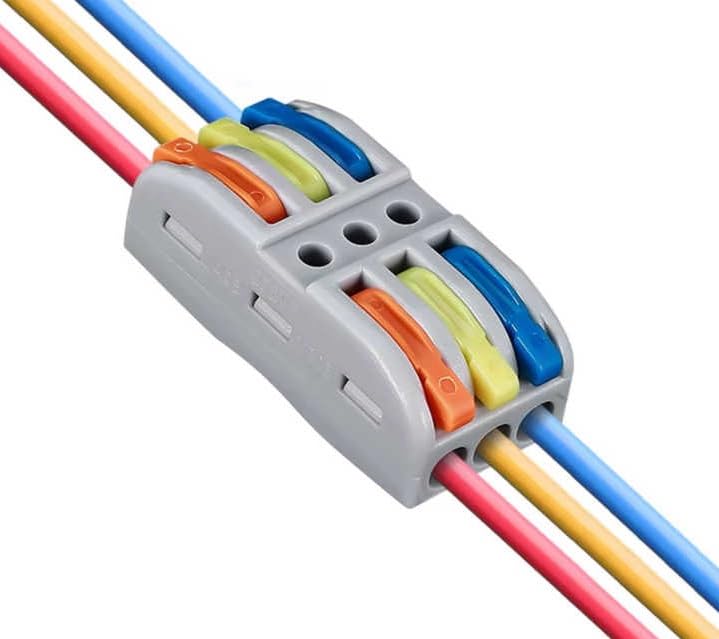 Image of ZIVIK 3 in 3 Out Mini Compact Wire Connectors With Test Hole,40 Pcs Compact Lever Cable Nut Jointner, Universal Quick Wiring Cable Connection Push-in Conductor, Cable Conductor Clamp (40, 3 In 3 Out)