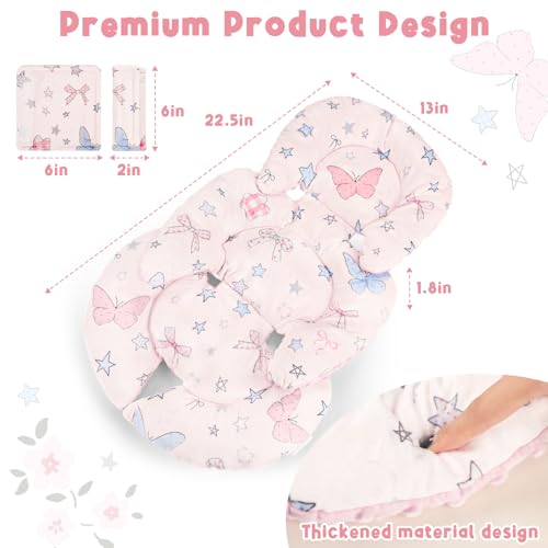 Image of GFU Infant Car Seat Insert Head and Body Support with Strap Pads Pink Star