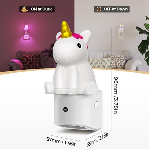 Image of DORESshop LED Night Light for Kids, 3D Cute Unicorn Kids Night Light with Dusk to Dawn Sensor, RGB+Soft White 3000K Plug in Night Light for Kids Room Decor, Birthday Gift Nightlight for Kids