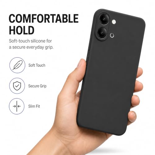 Image of FIRST MART Matte Silicone Back Cover for iQOO Z11 Lite - Black