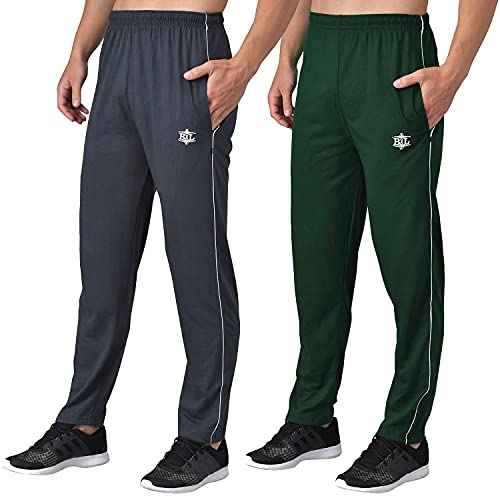 Image of eKools� Plain Trackpants for Men | Plain Trackpants | Basic Trackpants | Two Side Pockets with One Zip Pocket for Phone | 100% Cotton | Men's Trackpants (Pack of 2)