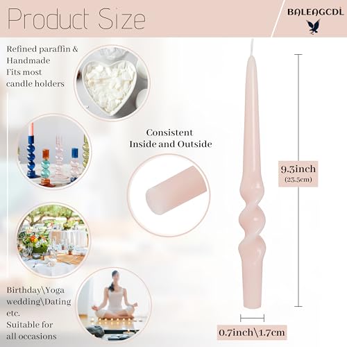 Image of Gradient Pink Smokeless Candles Handmade Twisted Taper Candle 9.5 Inch Unscented Spiral Candlesticks for Dinner Holiday Wedding Home Decor 4 PCS
