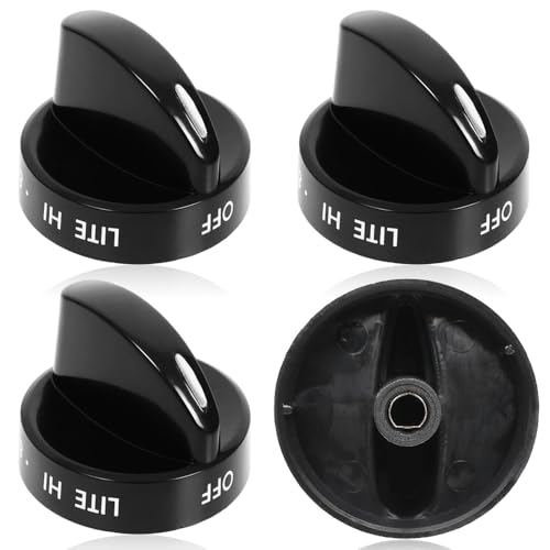 Upgraded 4Pcs 316442513 Range Surface Control Knob Black Burner Knob Fit for Frigidaire Kenmore Sears Gas Ranges - Replaces 1465864 AP4327071 PS2332411