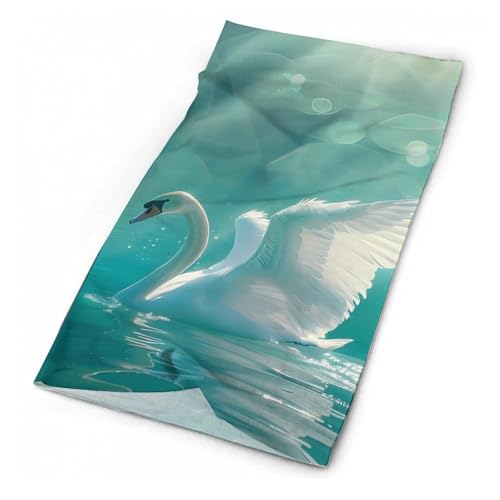 Image of Swan Swimming on The Lake Bandanas for Men Turban Seamless Neck Gaiter Windproof Face Mask Cover Cold Weather Scarf
