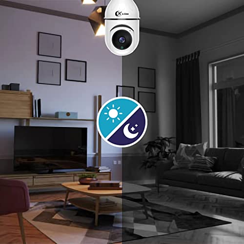 Xvim 3Mp Wireless Light Bulb Security Camera, 2.4Ghz Wifi Pan/Tilt Bulb Camera, 360° Ptz Indoor/Outdoor Camera, Night Vision & 2 Way Audio #TOP6