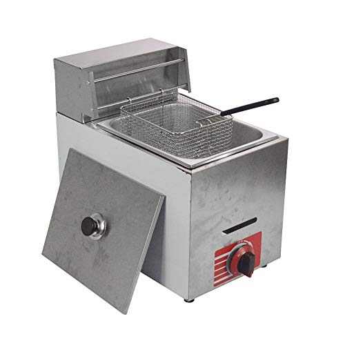 Commercial Light weight Stainless Steel Countertop LPG Gas Fryer with 10L Basket x1