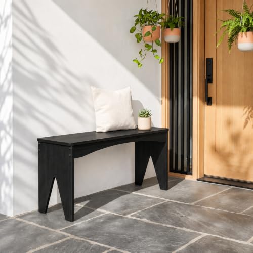Image of APRTAT Bamboo 35.4 inch Dining Room Bench, Long Indoor Shoe Bench Seat, Black | 450LBS Weight Capacity, 2-Person Seat, Rounded Safety Corners, Multi-Scene Use, Easy Assembly