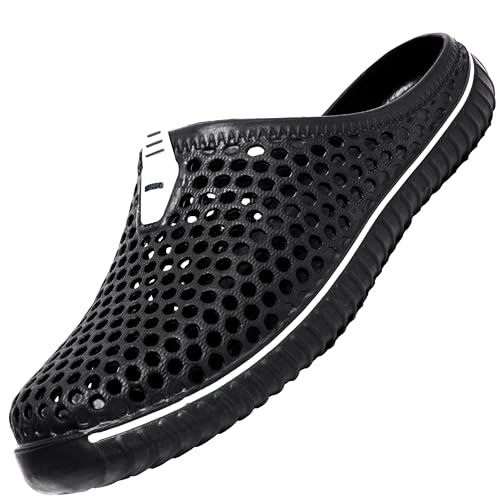FALKE Herren Lodge Homepad M HP Hausschuh-Socken, Grau (Light Grey 3400), 43-44 5 SAGUARO Clogs Atmungsaktiv Mesh Hausschuhe Sommer Hohl Latschen Gartenschuhe Freizeit Badeschuhe Strand Aqua Slippers Flach Sohle Pantoffeln Damen Herren,Schwarz,43 EU (Label size 44)