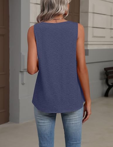 Image of Zeagoo Womens Tank Tops Summer Sleeveless Loose Fit Tops V Neck Pleated Shirts Basic Tees Dressy Casual Trendy Clothes