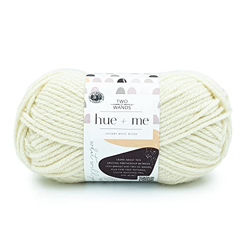 Image of Lion Brand Hue + Me Yarn for Knitting, Crocheting, and Crafting, Bulky and Thick, Soft Acrylic and Wool Yarn, Salt, 1 Pack