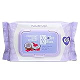 Moisturizing Flushable Bathroom Wet Wipes for Women – Aloe Coconut Rose | Plant Based pH Balanced Ad