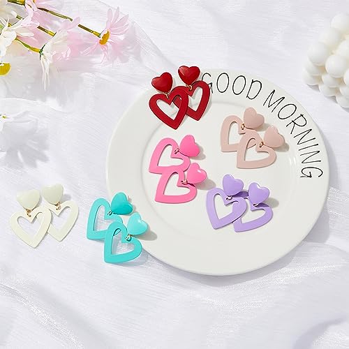 Image of Heart Earrings Y2K Love Heart Big Hoop Cute Fun Dangle Earrings, One Size, Alloy Steel, No Gemstone