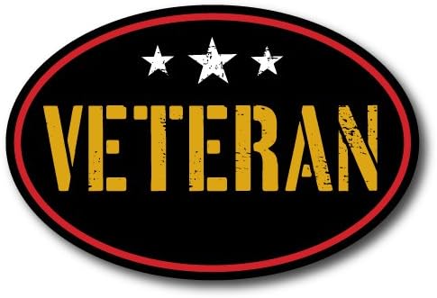 Marine Corp Veteran 4x6 Black Oval Magnet Decal with Stars Perfect for Car or Truck