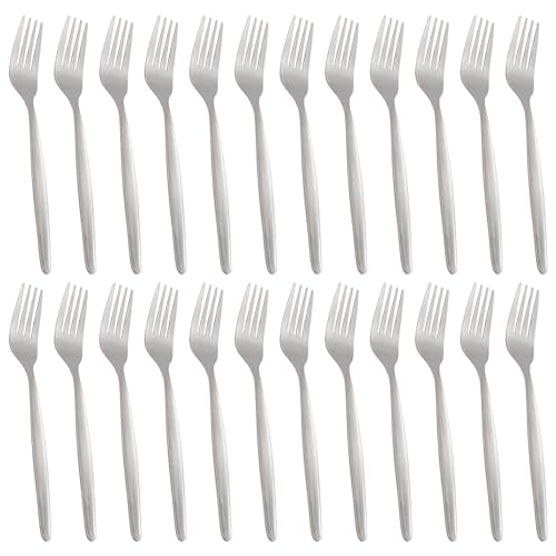 Argon Tableware Economy Stainless Steel Dinner Forks - 19.5cm - Pack of 24 - Silver Dining Forks High Polished Metal Dishwasher Safe 24-Piece Table Cutlery Set
