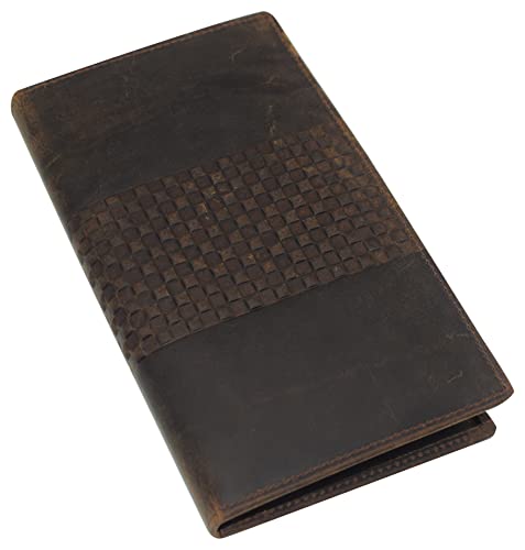 RFID Blocking Bifold Genuine Leather Credit Card ID Holder Long Wallet (Vintage Design Brown)2