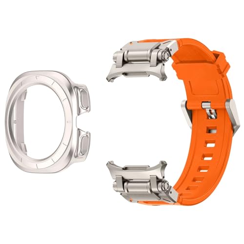 [JUNENTER] 2 in 1 �X�g���b�v�P�[�X Samsung Galaxy Watch 7 Ultra 47mm �V���R���u���X���b�g�X�N���[���ی�P�[�X�J�o�[ Galaxy Watch 7 Ultra ���v�o���h�p (�u���[�u���b�N)