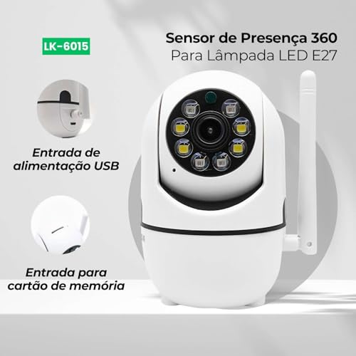 Câmera de Vigilância Giratório Ip Wi-Fi Full HD 1080P com Visão Noturna e Detecção de Movimento para