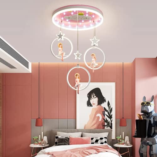 Djamel Pink Girls Room Chandelier;Three Fairy Girl Chandelier;Romantic Led Ceiling Light For Girls,Daughter,Children's Room,Dinning Room Crystal Chandelier  #TOP1