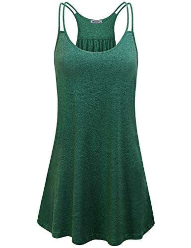 MOQIVGI Vacation Dresses for Women Summer Beach Tropical O-Neck Strappy Solid Sundress with Pockets Weekend Daily Lounge House Casual Dress Green Medium
