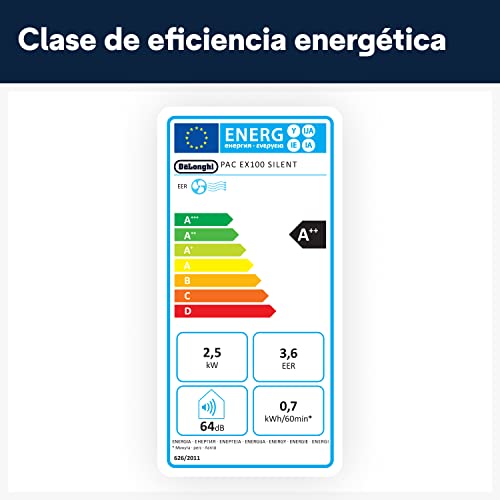 Delonghi aire acondicionado móvil monobloc 2500w 25m2 pac ex100 silent