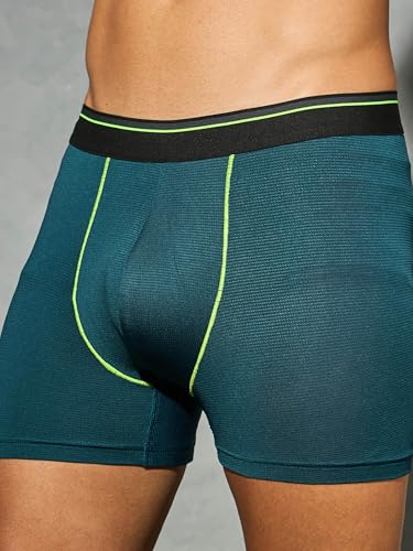 Image of TECHNOSPORT Men's Colorblock Trunks Underwear with ElastoLITE 4 Way Stretch Lightweight Breathable Moisture Wicking Soft Anti Odour Anti Microbial Comfort Fit Boxer Briefs Innerwear for Men