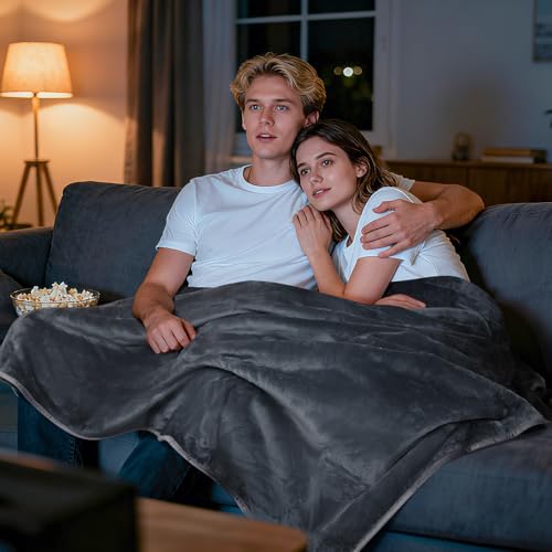 LOOBANI Waterproof Blanket for Bed: Reversible Soft Flannel Twin Bed Blanket 60" x 80", Leakproof Throw Spill-Proof Dog Pet Blanket for Couch, Sofa Protect, Movie Time, Camping, Travel, Grey - Image 7