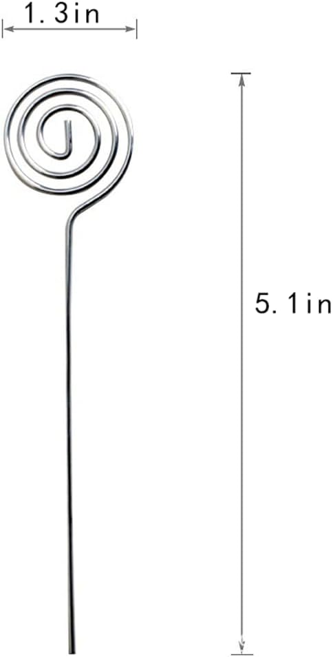 Ring Loop Round Shape Craft Wire Clip Table Card Holders Note Photo Picture Memo Holder for Party Birthday Office DIY Cake Topper Accessories Decoration,20 Pack Silver image 2