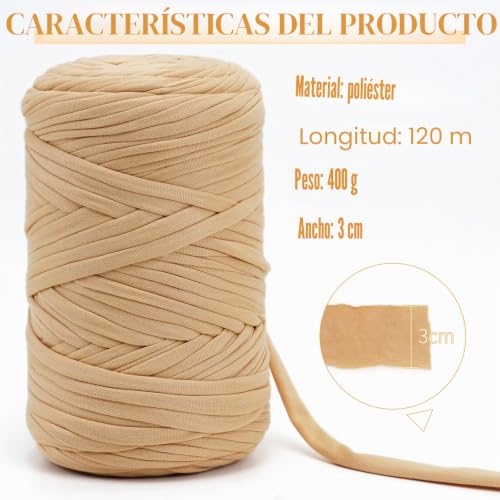 Miniatura 2 de Uiopa Hilo Para Tejer A Crochet, 400g 120m Trapillo Para Tejer Bolsos, Trapillo Crochet Hilo De Poliéster Para Diy Y Tejido, Bolso De Mano, Manualidades, Decoración Hogareña