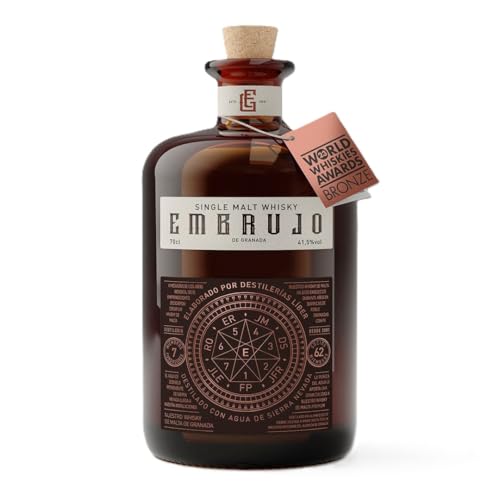 Embrujo de Granada® | Whisky Single Malt Español 9 Años | 41.5% Vol | Maduración en Barricas Pedro Ximénez | Agua de Sierra Nevada | Edición Artesanal | 70cl | Ideal para Iniciación Premium