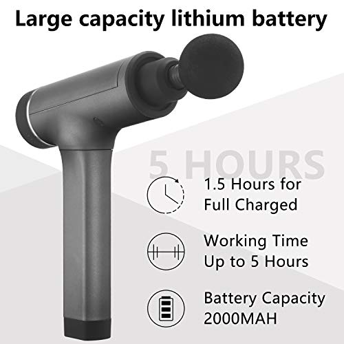 Massage Gun,Massage Gun for Athletes,Deep Tissue Percussion Muscle Massage for Deep Relaxation, Cordless PortableHandheld Electric Full Body Massager Gun,20 Speed 6 Heads with Carrying Case (Gray)