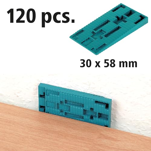 wolfcraft Set Abstandkeile aus Kunststoff I 8648000 I 120 Kunststoffkeile – ideal zum Einrichten von Dehnungsfugen - Made in Europe