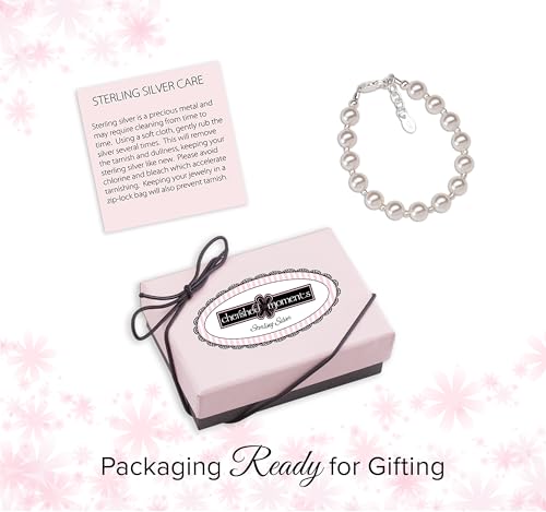 Image of Cherished Moments 14K Gold Plated and 925 Sterling Silver Bracelet with Chunky Simulated Pearls for Babies and Little Girls