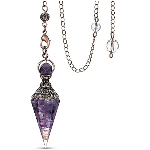 MANIFO Amethyst Resin Crystal Pendulum 6 Faceted Point Gemstone Reiki Healing Pendulums for Dowsing Scrying Divination Meditation Cover