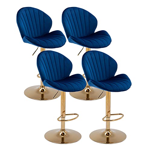 Chairus Lot De 2 Tabourets De Bar Pivotants Velours - Hauteur Réglable 65-86cm Sans Accoudoirs