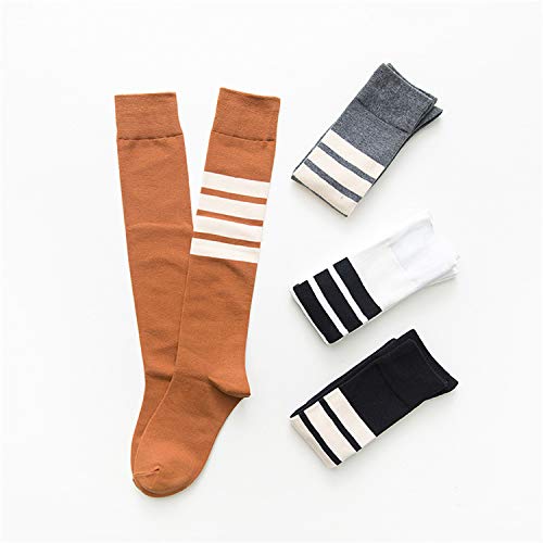 Andongnywell Womens Stripe Knee High Socks Stripes Thigh High Over Knee Socks Athlete Striped Long Stocking Socks4