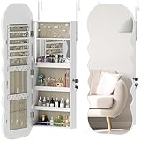 HOMCOM Espejo Joyero con Luz LED de 3 Colores, Blanco