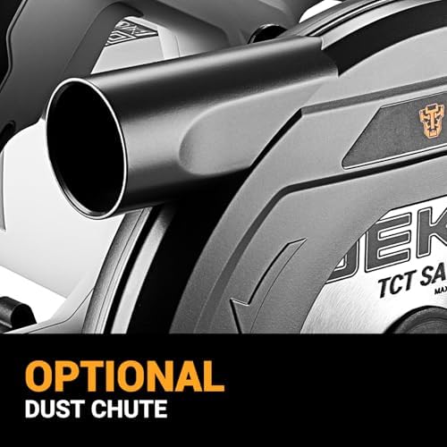 Bild 4 - 1200W Kreissäge: DEKOPRO Kreissäge mit Führung, Sägeblatt Ø185mm (24T), 4800 U/min, maximale Schnitttiefe 65mm (90°), 43mm (45°), 2M Kabel, inklusive Führung, ideal zum Schneiden von Holz