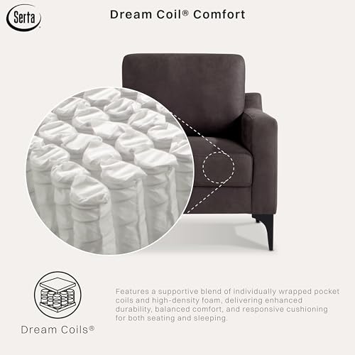 Image of Serta Triton 31.5 inch Modern Accent Chair, Dream Coils, Easy Assembly, Sloped Arm, Vegan Suede, Charcoal