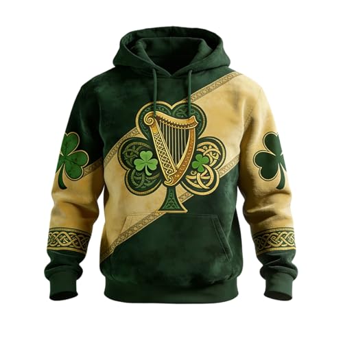 Sweat à capuche Saint-Patrick imprimé en coton épais avec poche