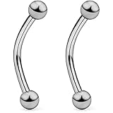 SCERRING 2 – 8 Piezas 16G G23 Titanio Curvo Barbell Ceja Tragus Helix Oreja Ombligo Labio pezón Lengua Anillo Cuerpo Piercing joyería 6 – 16 mm