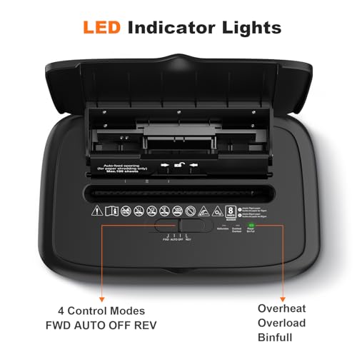 Bonsaii 100-Sheet Auto Feed Paper Shredder, Micro Cut Heavy Duty shredder with P-4 Security Level, Up to 30-Minute Continuous, 16L Bin, Anti-Jam Shredders for Home Office use, Black, C231-D - Image 6