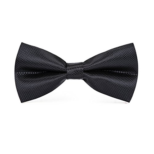 Image of Hi-Tie Pretied Bowtie Lapel Pin Set for Men Pocket Square Cufflinks 4PCS Bow Tie Set Mens Wedding Business Party, Black