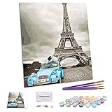 kit pintura óleo sobre tela FÁCIL DE PINTAR: proporcione pinturas de buena calidad para cubrir las líneas y los números; viene con 3 tamaños diferentes de pinceles para áreas grandes o pequeñas para hacer líneas finas y detalles fácilmente. Perfecto para adultos y niños que son de nivel principiante, fácil de seguir las instrucciones, termina una por una.