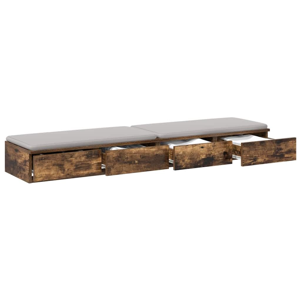 Cassetti da letto in rovere affumicato, 160 x 36,5 x 16,5 cm, 4 cassetti push-to-open, comodino durevole per camera da letto, proprietari di case moderne