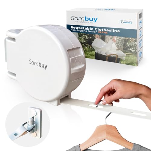 Tendedero retráctil para interiores y exteriores, resistente para colgar en la pared, tendedero para ropa sucia, 34 agujeros resistentes al viento para colgar, estante para secadora que no se hunde