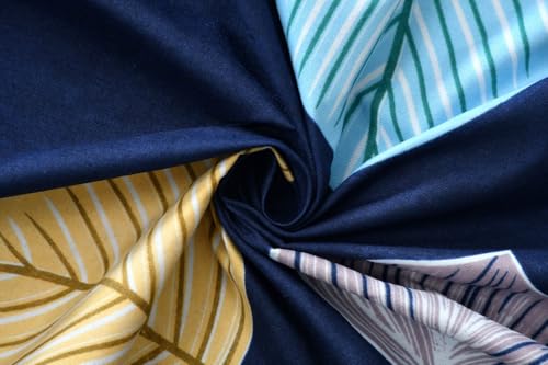 Image of VAS Collections Premium 3D Printed 144 TC Microfiber Single Bedsheet with 1 Pillow Covers (220X152 cm) Navy Blue & Yellow