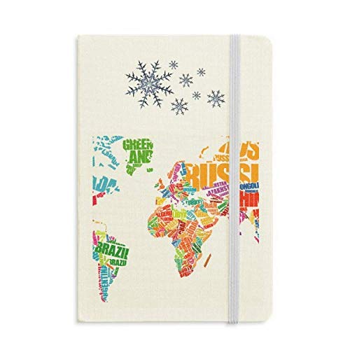 Mutlicolour - Cuaderno con nombre de mapamundi, grueso y copos de nieve