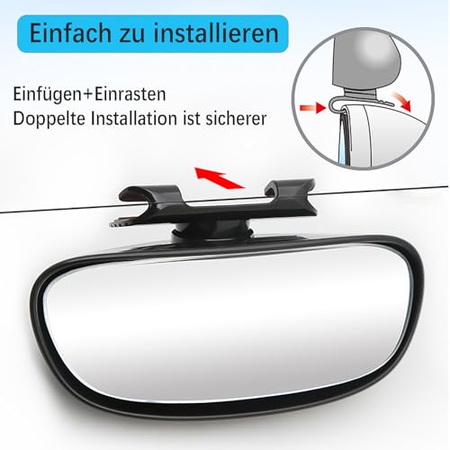 Yuentoen Toter-Winkel-Spiegel,360 Grad Rotation Verstellbar Auto Blind Spot Spiegel, Trainer Rückspiegel Drehung Weitwinkel Verstellbar Rückspiegel für Autos, LKWs, SUVs(Schwarz)